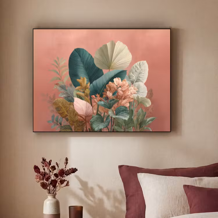 Art Frame - Tropische bladeren - Bloemen - Roze - groen — 2