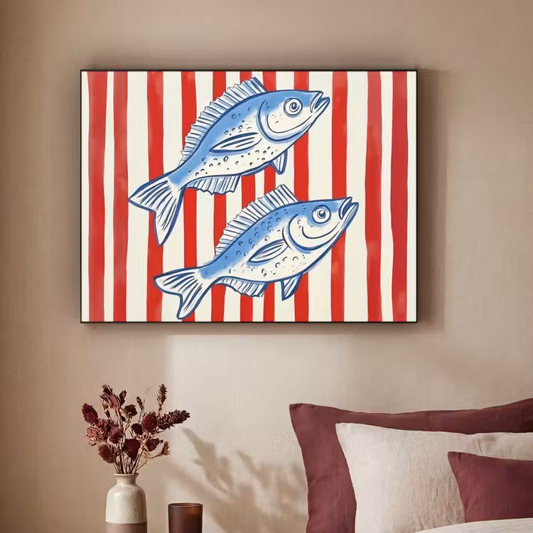 Art Frame - Vissen - Verticale strepen - Blauw - Rood — 2