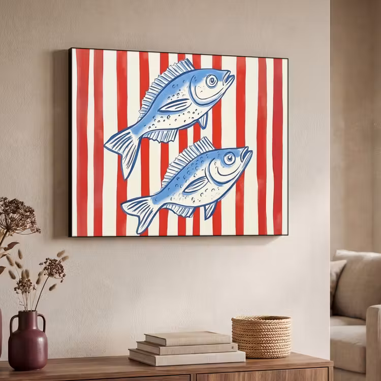 Art Frame - Vissen - Verticale strepen - Blauw - Rood — 4
