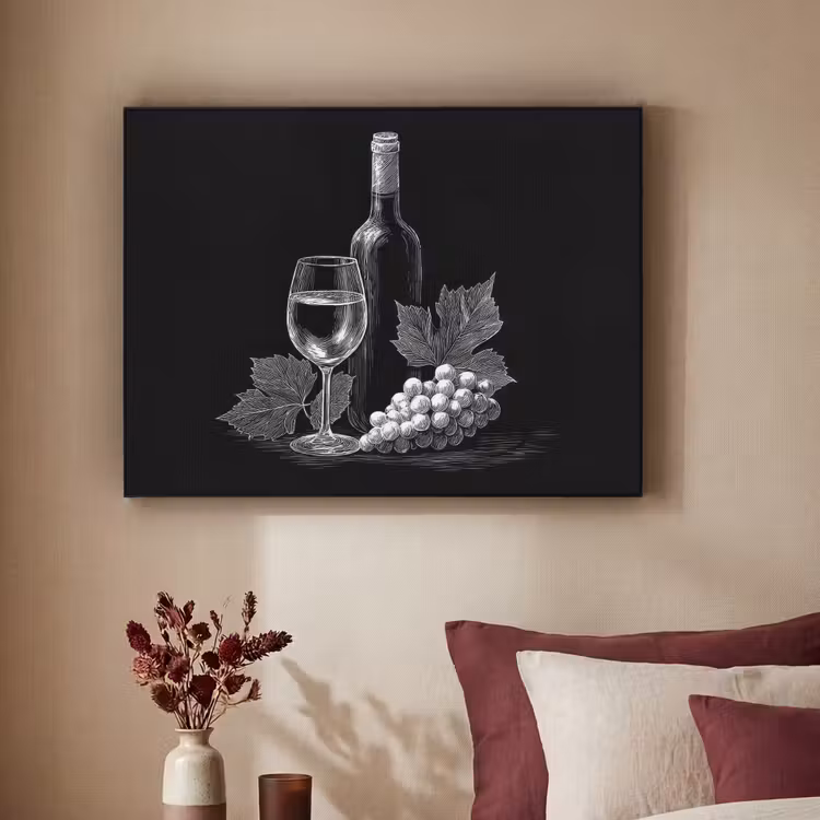 Art Frame - Wijnfles - Glas - Druiven - Bladeren — 2