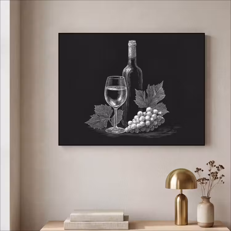 Art Frame - Wijnfles - Glas - Druiven - Bladeren — 3