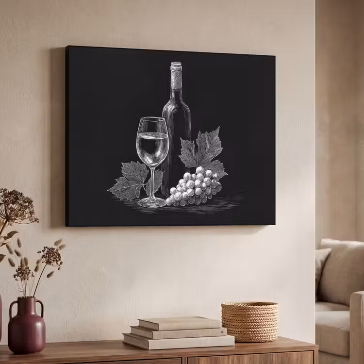 Art Frame - Wijnfles - Glas - Druiven - Bladeren — 4
