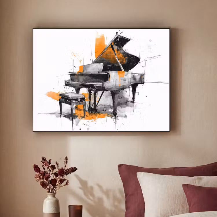 Art Frame - Piano - Oranje - Zwart - schets lijnen — 2