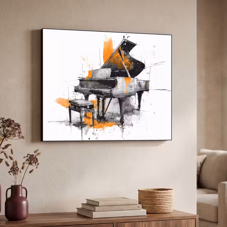 Art Frame - Piano - Oranje - Zwart - schets lijnen — 4