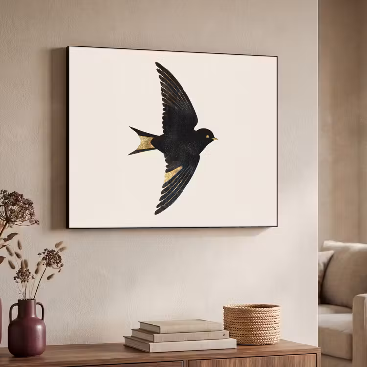 Art Frame - Zwarte zwaluw - Gouden accenten - Lichte achtergrond — 4