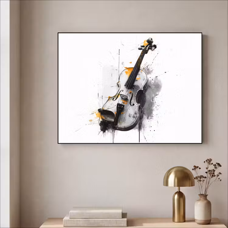 Art Frame - Viool - Oranje - Zwart - Penseelstreken — 3
