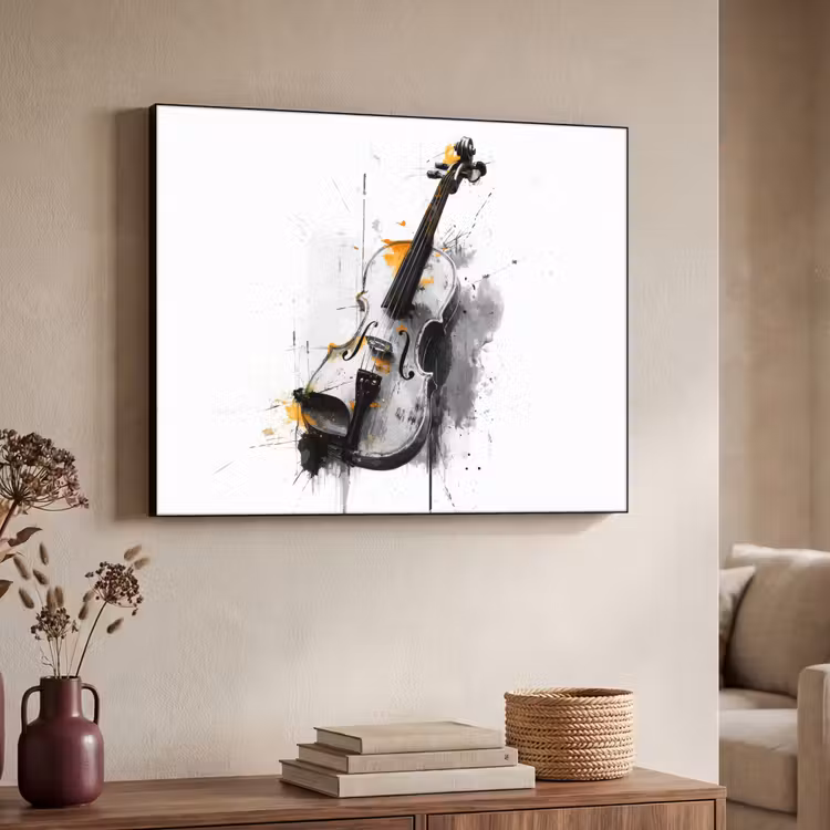 Art Frame - Viool - Oranje - Zwart - Penseelstreken — 4