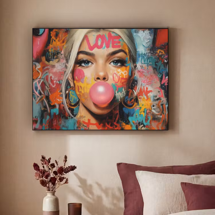 Art Frame - Vrouw - Kauwgom - Graffiti - Love — 2