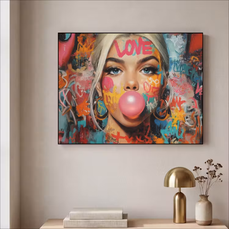 Art Frame - Vrouw - Kauwgom - Graffiti - Love — 3