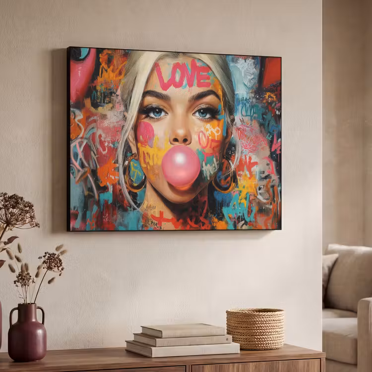 Art Frame - Vrouw - Kauwgom - Graffiti - Love — 4
