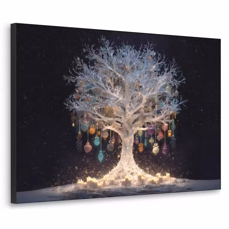 Art Frame - Sneeuwboom  - Lichtjes - Wit - Kleurrijk — 1