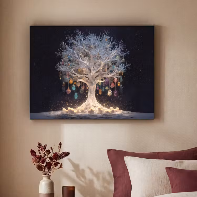 Art Frame - Sneeuwboom  - Lichtjes - Wit - Kleurrijk — 2