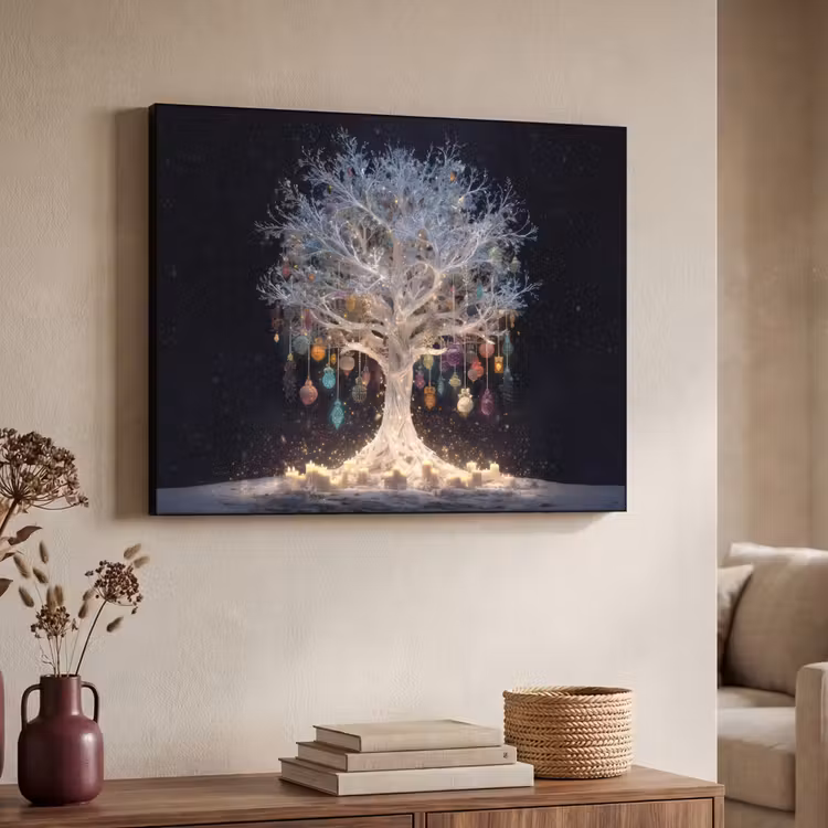 Art Frame - Sneeuwboom  - Lichtjes - Wit - Kleurrijk — 4