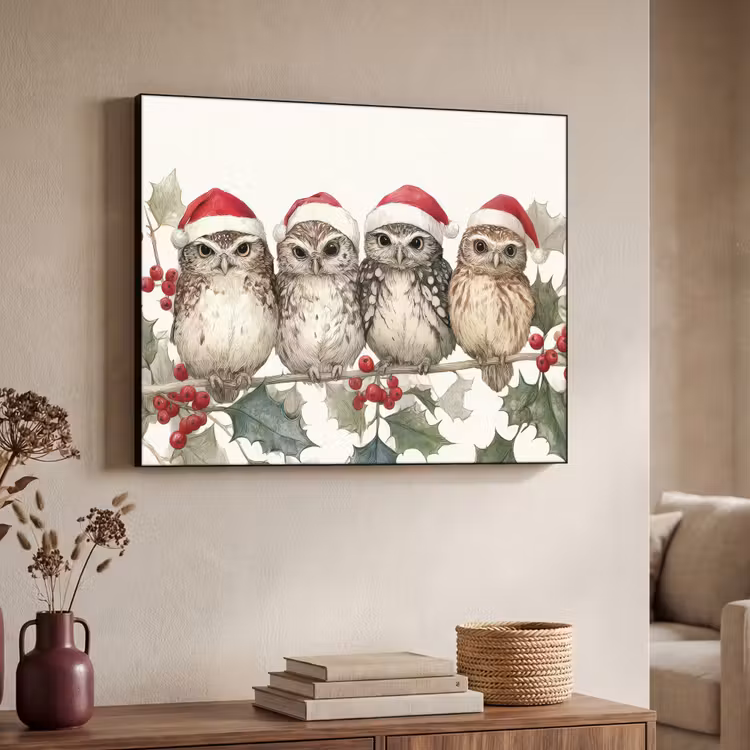 Art Frame - Uilen - Tak - Hulstblaadjes - Kerstmuts — 4