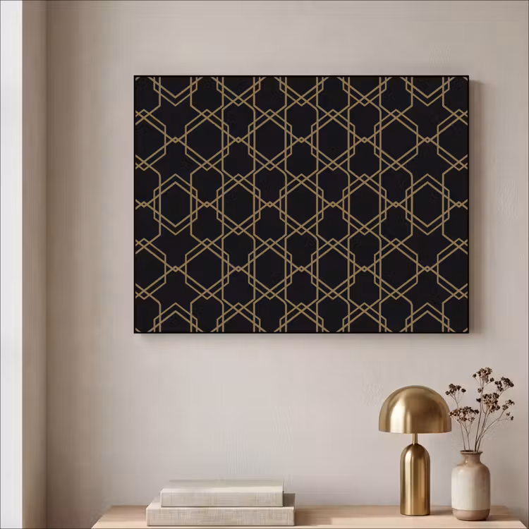 Art Frame - Verweven - Zeshoeken - Zwart - Goud — 3