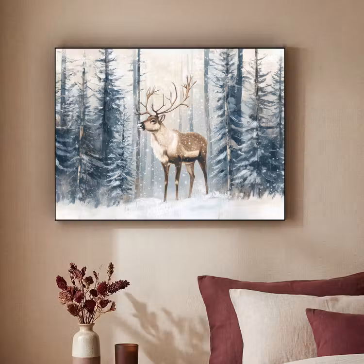 Art Frame - Rendier - Sneeuw - Woud - Wit — 2