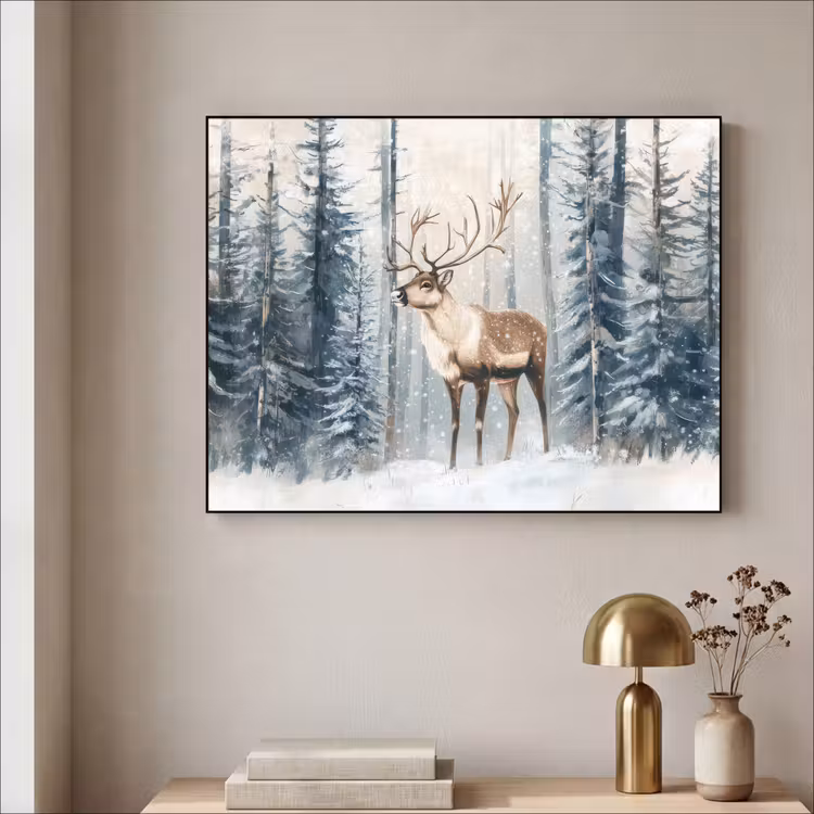 Art Frame - Rendier - Sneeuw - Woud - Wit — 3