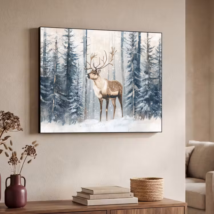 Art Frame - Rendier - Sneeuw - Woud - Wit — 4