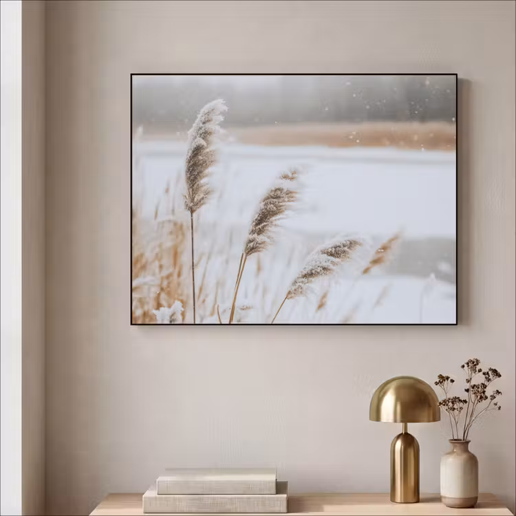 Art Frame - Riet - Meer - Winter - Natuur - Sneeuw - Beige — 3