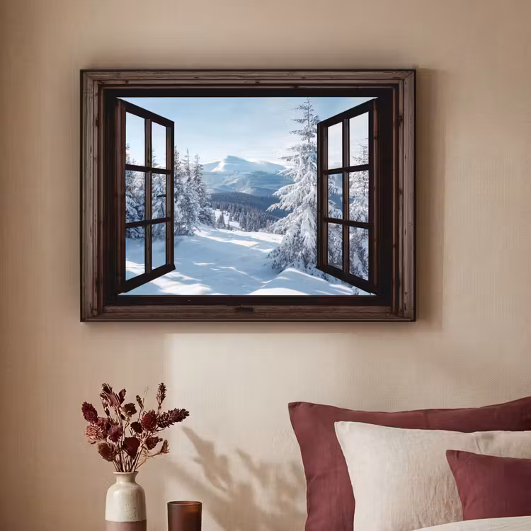 Art Frame - Winter - Landschap - Natuur - Berg - Bomen - Doorkijk - Uitzicht — 2