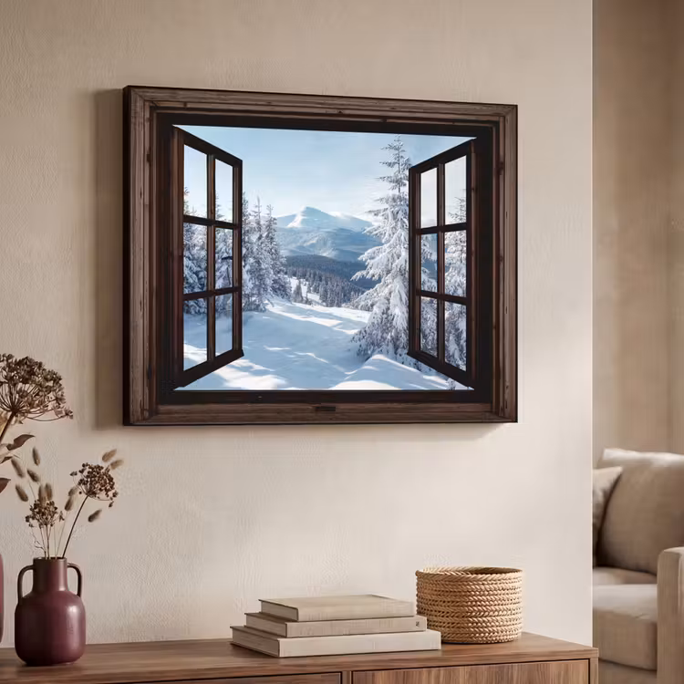 Art Frame - Winter - Landschap - Natuur - Berg - Bomen - Doorkijk - Uitzicht — 4