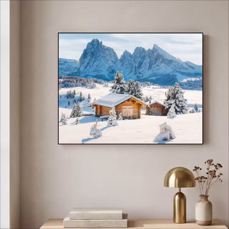Art Frame - Winter - Huisje - Bergen - Uitzicht - Sneeuw — 3