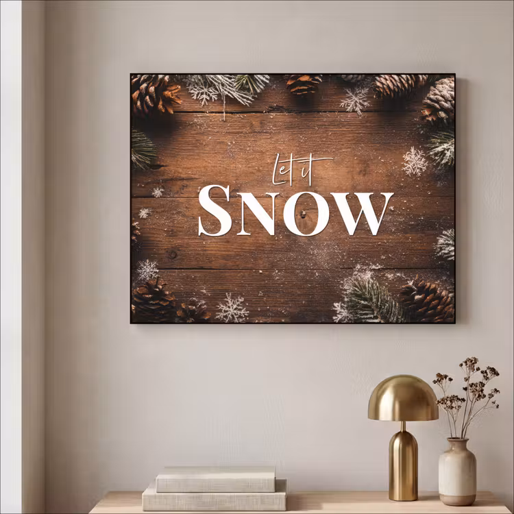 Art Frame - Sneeuw - Houtlook - Quote - Let it snow — 3