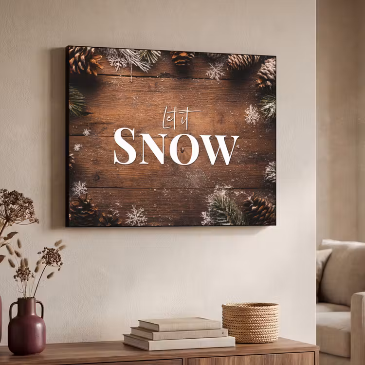 Art Frame - Sneeuw - Houtlook - Quote - Let it snow — 4