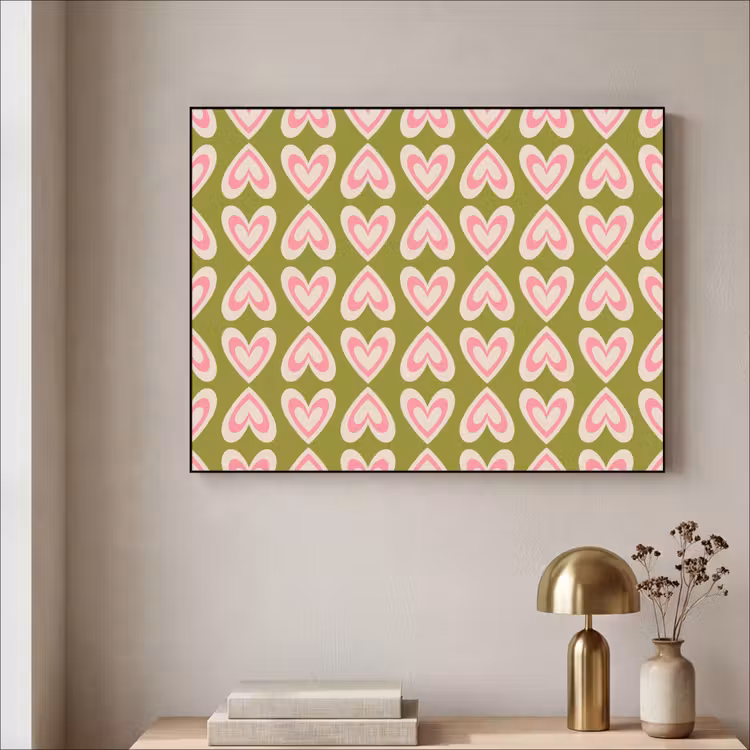 Art Frame - Patroon - Symmetrisch - Hartjes - Olijfgroen — 3