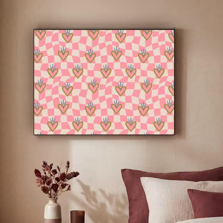 Art Frame - Roze - Retro - Patroon - Geblokt — 2