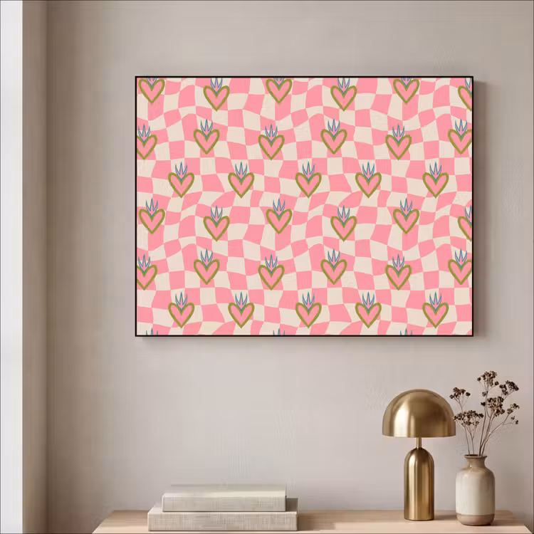 Art Frame - Roze - Retro - Patroon - Geblokt — 3