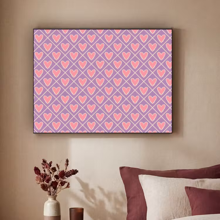 Art Frame - Ruit - Patroon - Paars - Hartjes — 2