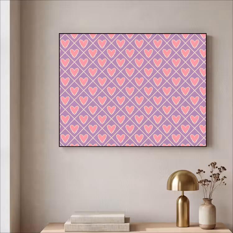 Art Frame - Ruit - Patroon - Paars - Hartjes — 3