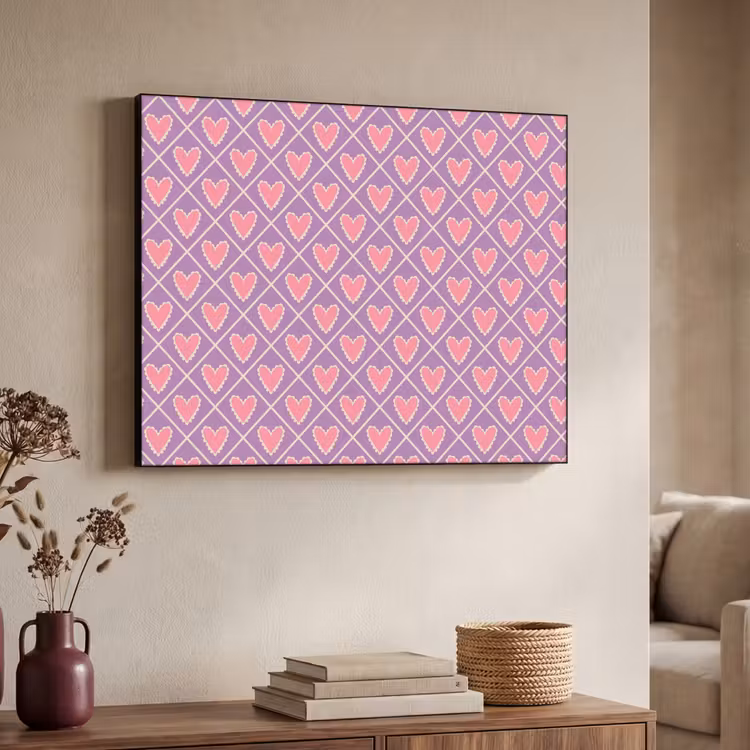Art Frame - Ruit - Patroon - Paars - Hartjes — 4