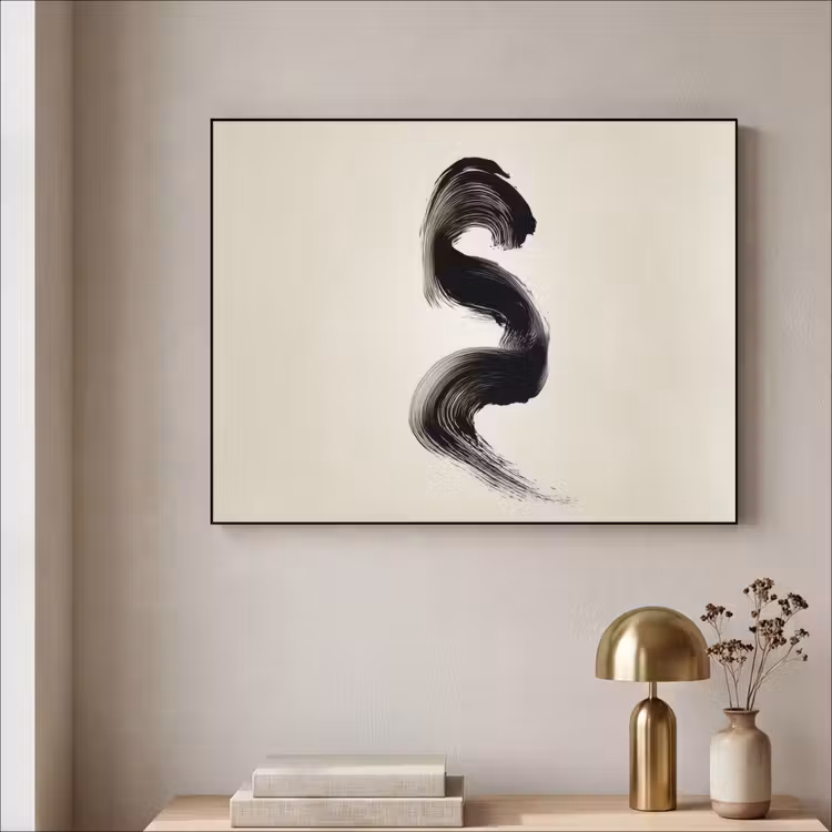 Art Frame - Penseelstreek - Zwart - Minimalistisch — 3