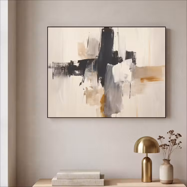 Art Frame - Penseelstreken - Ruw - Abstract - Beige — 3