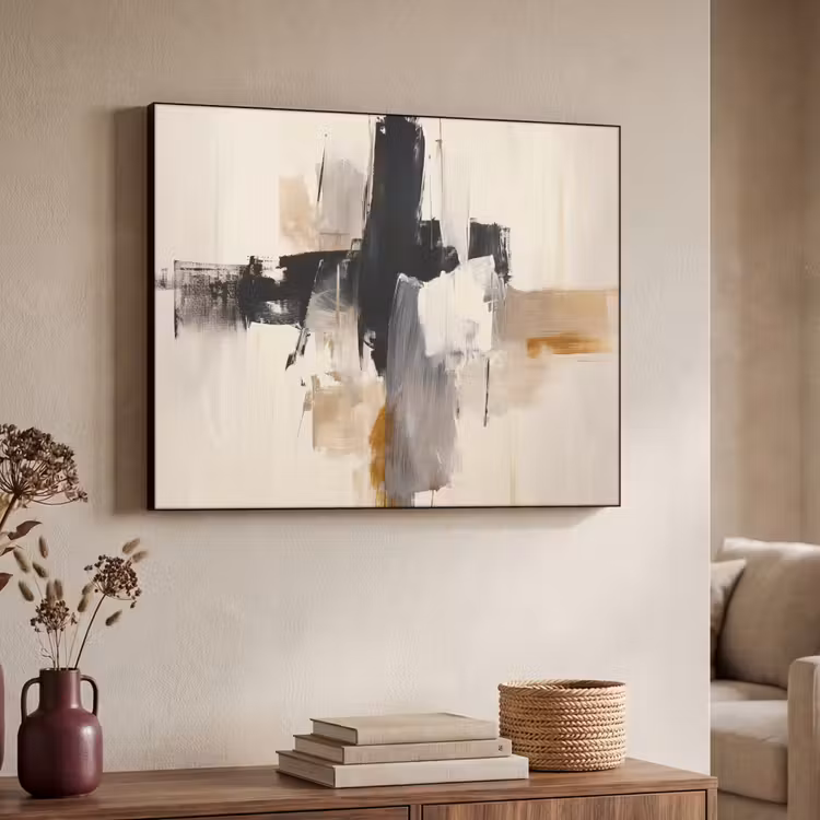 Art Frame - Penseelstreken - Ruw - Abstract - Beige — 4