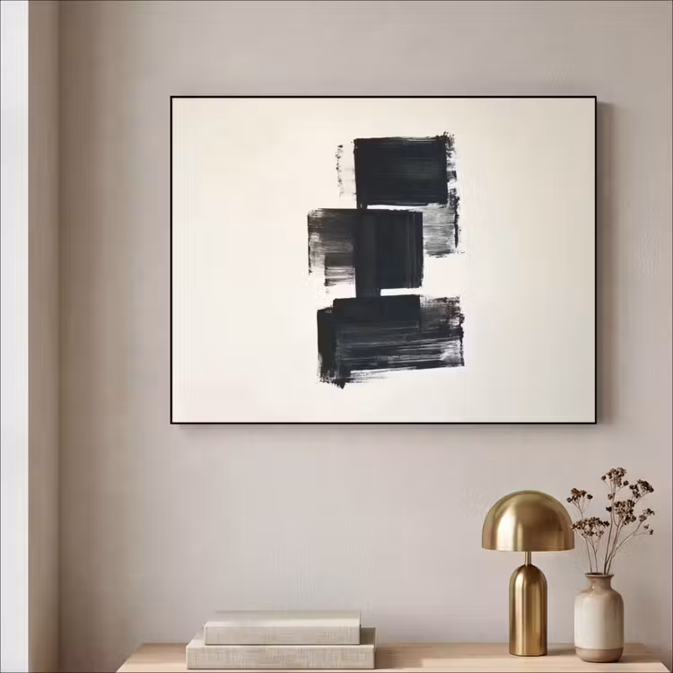 Art Frame - Rechthoeken - Penseelstreken - Abstract - Zwart — 3