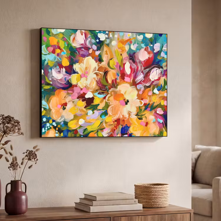 Art Frame - Schilderij - Olieverf - Bloemen - Regenboog — 4