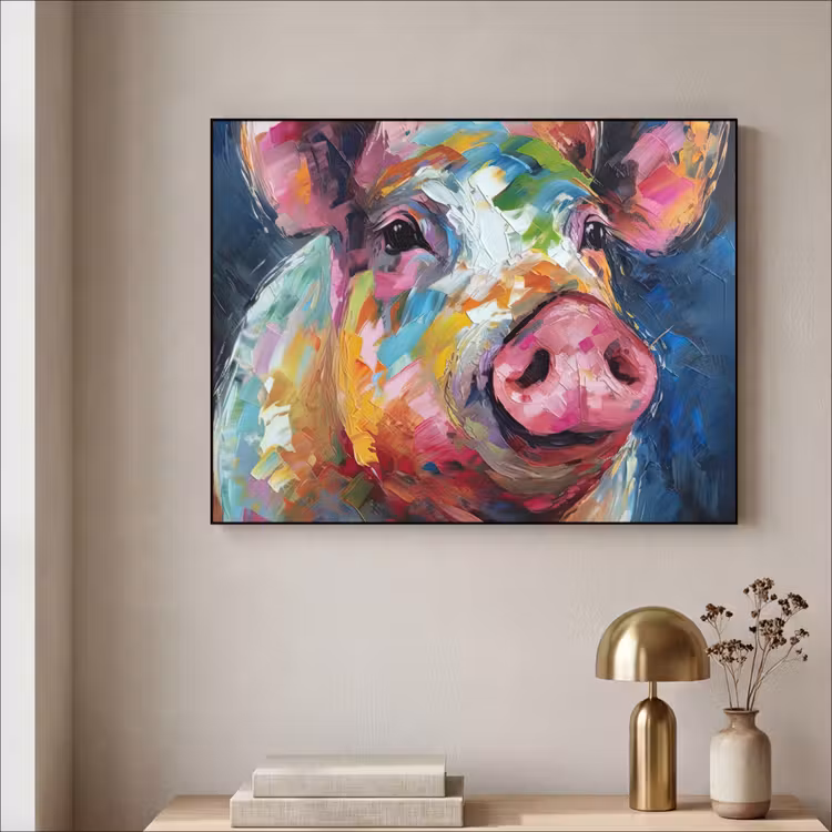 Art Frame - Varken - Olieverf - Dieren - Kunst — 3