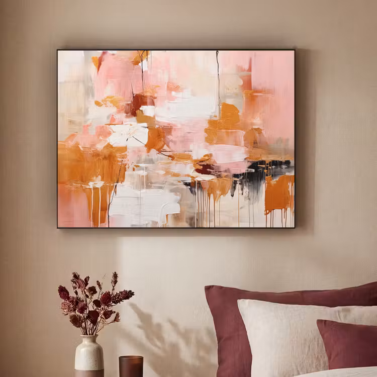 Art Frame - Verf - Roze - Oranje - Abstract - Kunst — 2