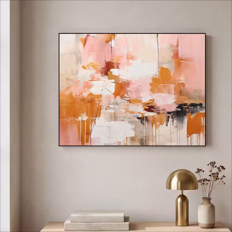 Art Frame - Verf - Roze - Oranje - Abstract - Kunst — 3