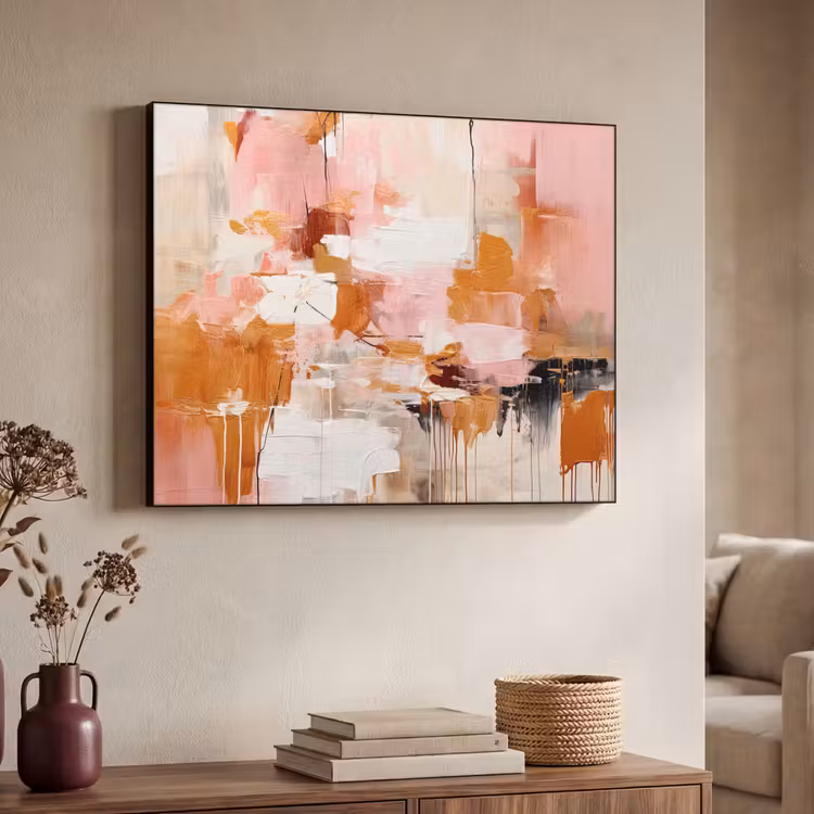 Art Frame - Verf - Roze - Oranje - Abstract - Kunst — 4