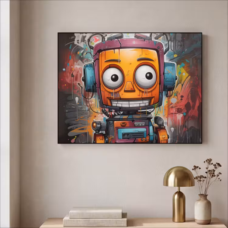 Art Frame - Robot - Graffiti - Oranje - Kleuren — 3