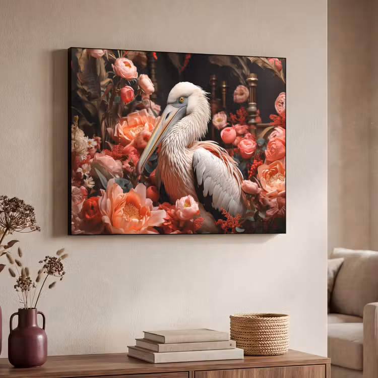 Art Frame - Pelikaan - Dier - Bloemen - Natuur - Botanisch - Roze — 4