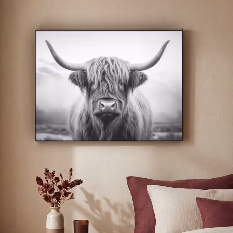 Art Frame - Schotse hooglander - Dieren portret - Zwart - Wit - Dier — 2