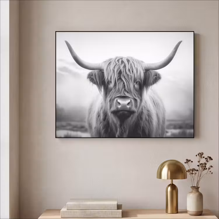 Art Frame - Schotse hooglander - Dieren portret - Zwart - Wit - Dier — 3