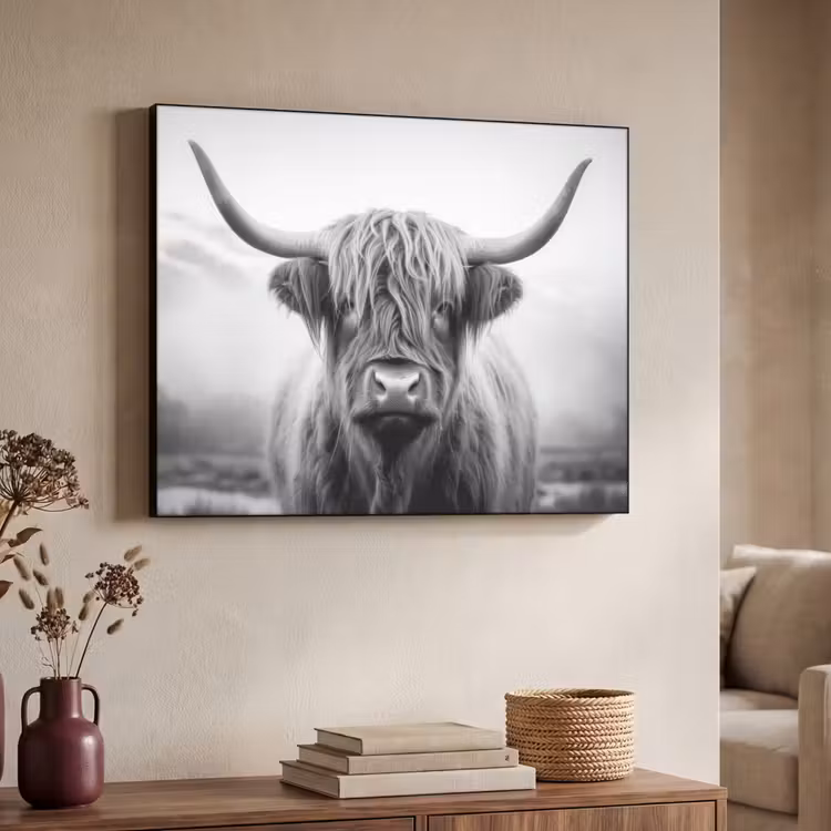 Art Frame - Schotse hooglander - Dieren portret - Zwart - Wit - Dier — 4