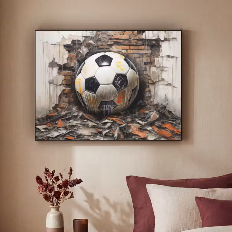 Art Frame - Voetbal - Muur - Zwart - Wit — 2
