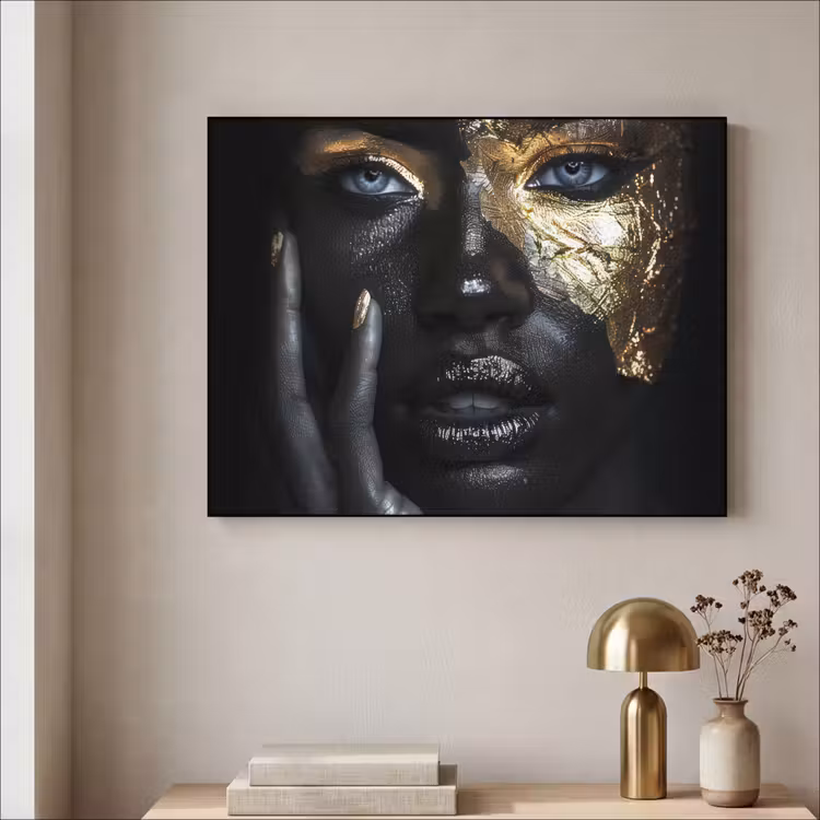 Art Frame - Vrouw - Goud - Portret - Modern - Zwart - Abstract — 3